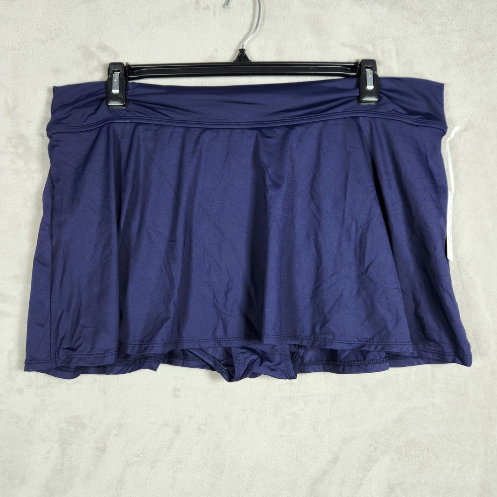 Anne Cole Womens Plus Size‎ 22W Navy Blue Banded Swim Skirt Swimwear MYPB41401